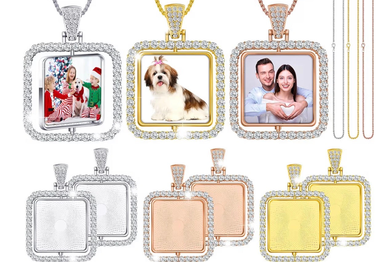 Double-Side Square Diamond Pendant